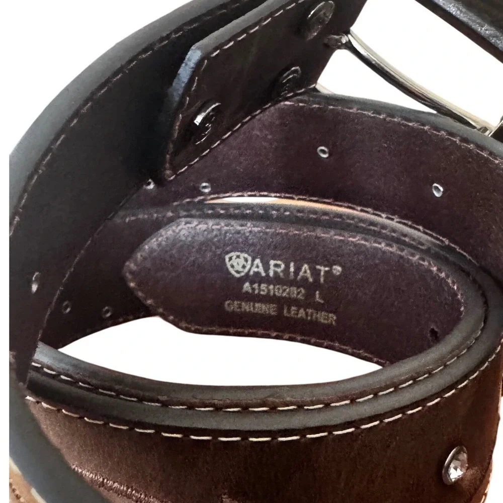 Ariat Isabella Leather Rhinestone Floral Western Belt‎ A1510202 Size L EUC Woman